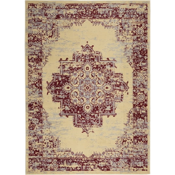 HomeRoots 4' X 6' Cream Damask Power Loom Area Rug