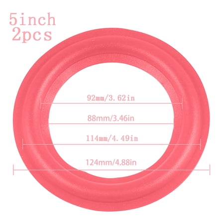 COOLHOOD 2 Pieces 4/5/6.5/8/10/12 inch Red Foam Surround Subwoofer Woofer Repair Part Sponge Side