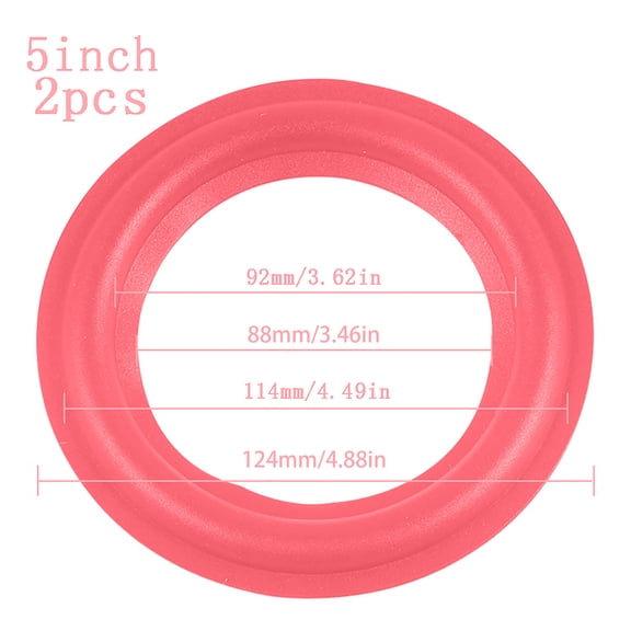 COOLHOOD 2 Pieces 4/5/6.5/8/10/12 inch Red Foam Surround Subwoofer Woofer Repair Part Sponge Side