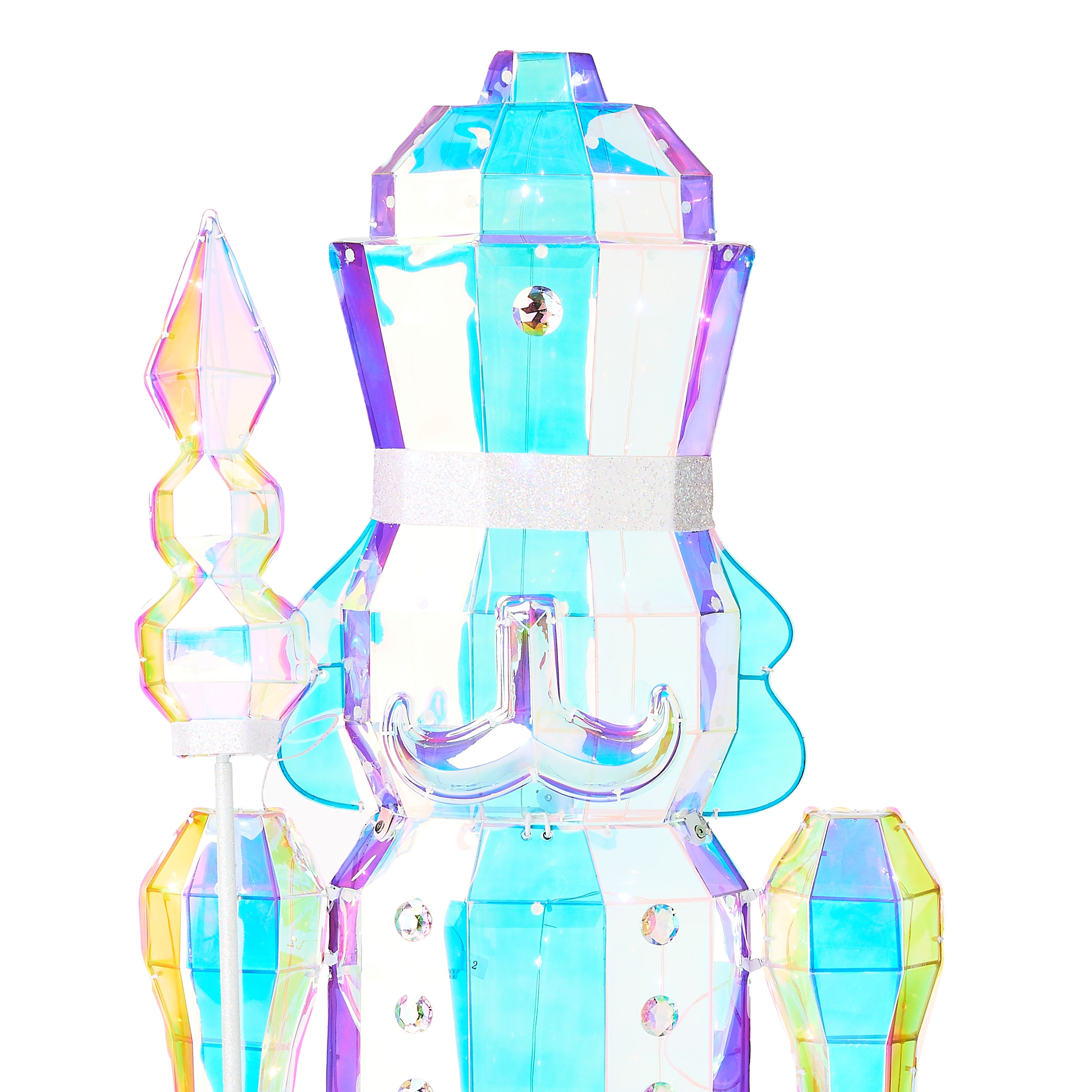 Light-Up Prismatic Nutcracker Indoor/Outdoor Christmas Decoration, Iridescent, 6', by Holiday Time