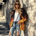 thumbnail image 5 of SCRAWLGOD Fire Print Women's Open Front Cardigan Lightweight Long Sleeve Tops for Women Size 2XL Comfortable Sweater Jacket for Women Dressy for Daily Life, 5 of 7