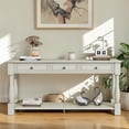 thumbnail image 2 of Tcbosik Console Table with 3 Drawers, 63 Inch Entryway Table with Open Shelf, Narrow Sofa Table for Living Room, Hallway, Foyer, Antique White, 2 of 11