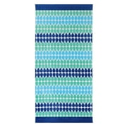 ClaireBella Drops Moonlight Bamboo Design Cotton Beach Towel, Green-Blue, 36x72 Inches