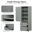 thumbnail image 4 of ALEXLOGER 61.4" Tall Bathroom Storage Cabinet with 1 Doors and 2 Drawer, Freestanding Linen Cabinet, Wooden Pantry with Adjustable Shelf for Kitchen, Bathroom, Living Room, 4 of 6