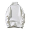 thumbnail image 3 of LUOGENLI Chandails pour Hommes Cardigan Rouge Homme Automne et Hiver Chandail en Laine Col Rond Chandail à Enfiler Chandail de Base Haut à Col Montant Assorti Veste Chandail pour Hommes à Boutons Blanc Taille g, 3 of 8