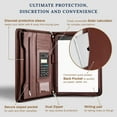 thumbnail image 3 of Premium Business Portfolio with Zipper – Padfolio - Superior Business Impressions Begin with PU Vegan Leather, 10.1 Inch Tablet Sleeve, Smart Storage, Solar Calculator, Writing Pad -Brown, 3 of 15