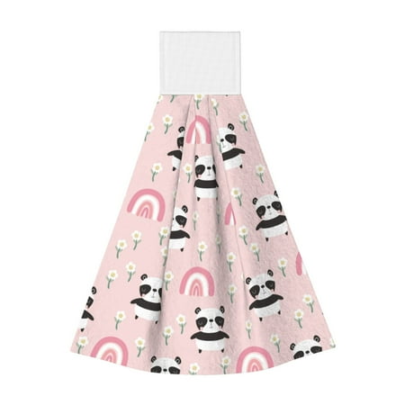 

Ocsxa Cute Cartoon Panda for Hand Towels Hand Wipes with Velcro Soft and Fast Absorbent Hanging Towels Reusable Cleaning Cloth for Kitchen/Bathroom/Laundryroom 14x18In