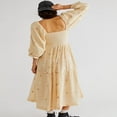 thumbnail image 3 of Robe Longue pour Femmes à Manches Longues, Encolure Carrée, Broderie Florale, Robe Évasée, 3 of 4