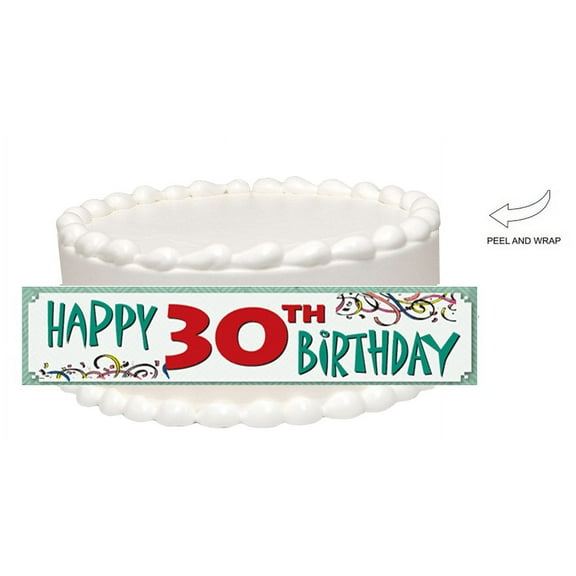 Happy 30th Birthday Edible Cake Side Photo Image Decoration