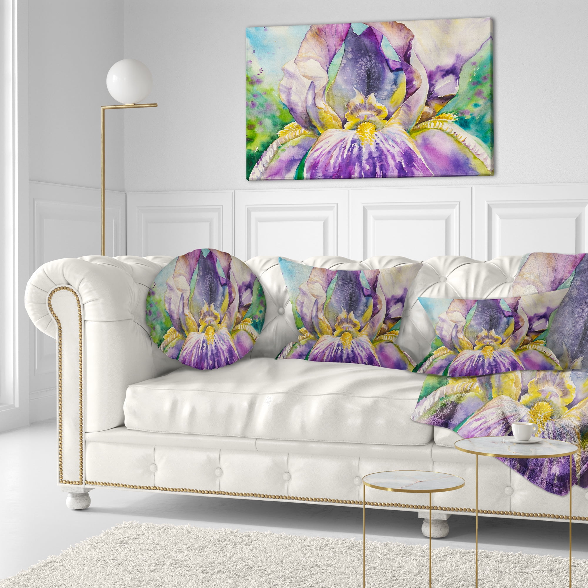 Designart Iris Flower Close up - Floral Throw Pillow - 12x20