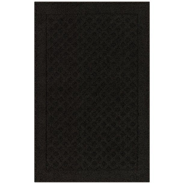 Mainstays Dylan Solid Diamond Indoor Entryway Area Rug, Black, 2'6"x3