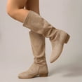 thumbnail image 3 of EKVAHL Women's Knee High Boots, Non‑Slip Faux Suede Slouch Tall Boots, Low Block Heel Wide Calf Walking Boots Brown, 3 of 5