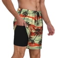 thumbnail image 2 of Kdxio Colorful Hawaii Palms Print Men's Swim Trunks with Compression Liner 7 Inch Inseam Quick Dry Swim Shorts, 2 of 7