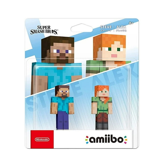 Figura Amiibo Nintendo 2 Pack Steve y Alex Minecraft Modelo Super Smash Bros Nintendo AMIIBO