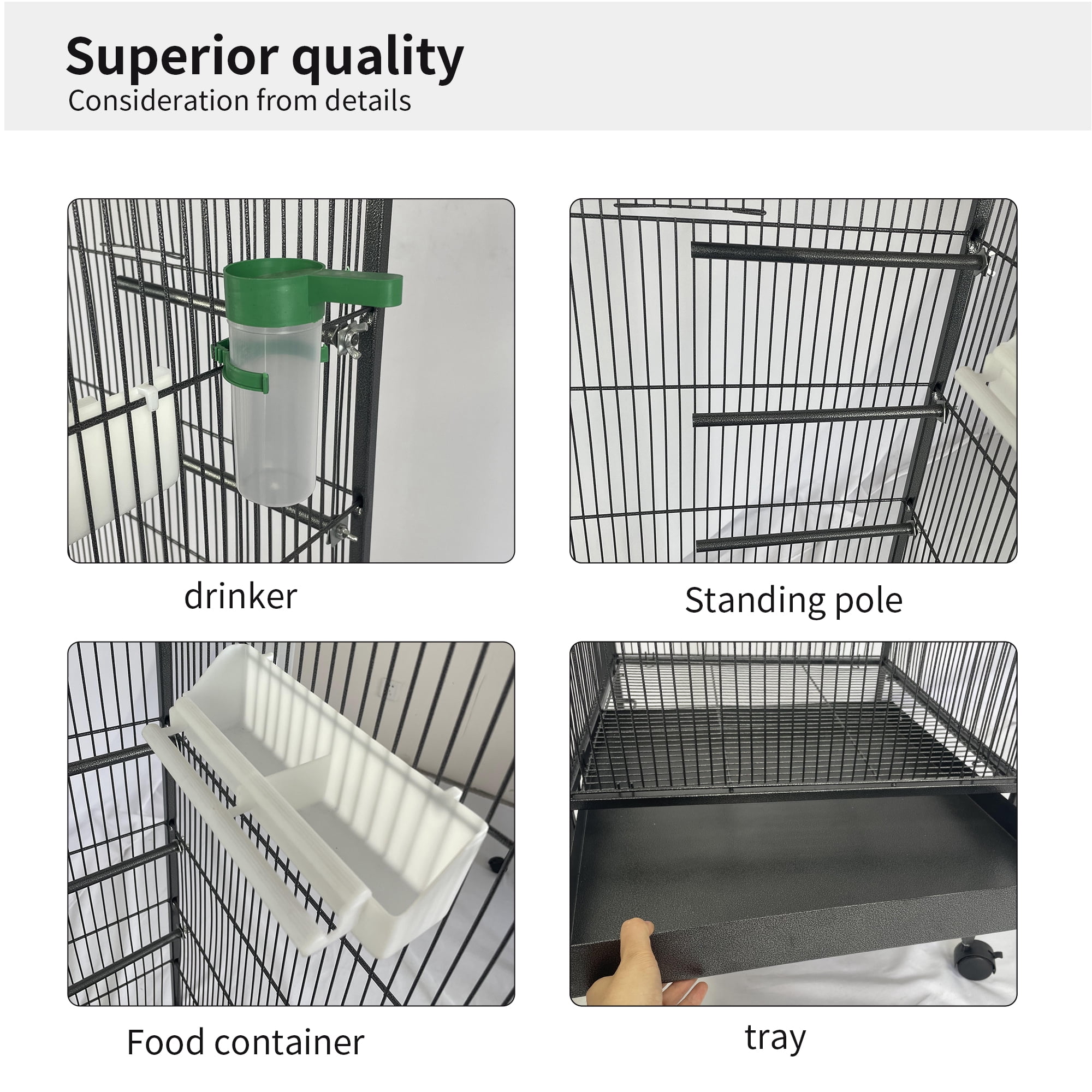 Pefilos 57" Bird Cage for Parakeets, Green Cheek Conures, Pigeons, Indoor Bird Aviaries with Rolling Stand, Metal Bird Aviaries Bird's Nest, Gray Pefilos 57" Bird Cage for Parakeets, Green Cheek Conures, Pigeons, Indoor Bird Aviaries with Rolling Stand, Metal Bird Aviaries Bird's Nest, Gray