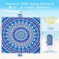thumbnail image 2 of Boho Beach Blanket Sandproof Waterproof Extra Large Blanket for 1-6 Adults Size 79"x79" with Ground Mails, Pouch Bag, Anti Sand, Outdoor Blue Blanket, 2 of 6
