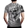 thumbnail image 3 of GHUALURU Men's Skull Graphic T-Shirt Smoke Print Tee Casual Streetwear Crewneck Short Sleeve Shirt, 3 of 6