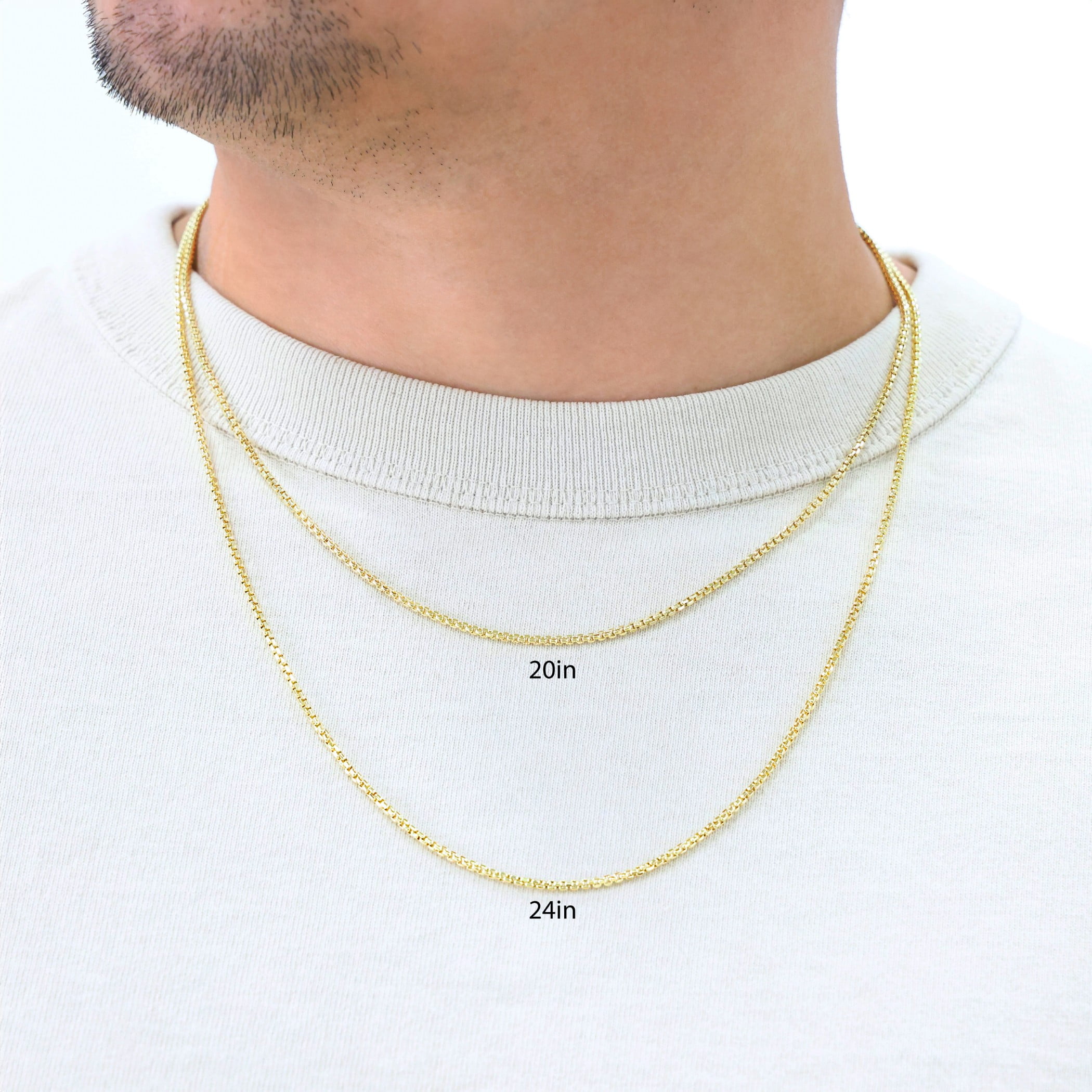 Nuragold 14k Real Yellow Gold Round Box 2mm Venetian LInk Chain Necklace (16"-30") Dainty Italian Jewelry for Men & Women