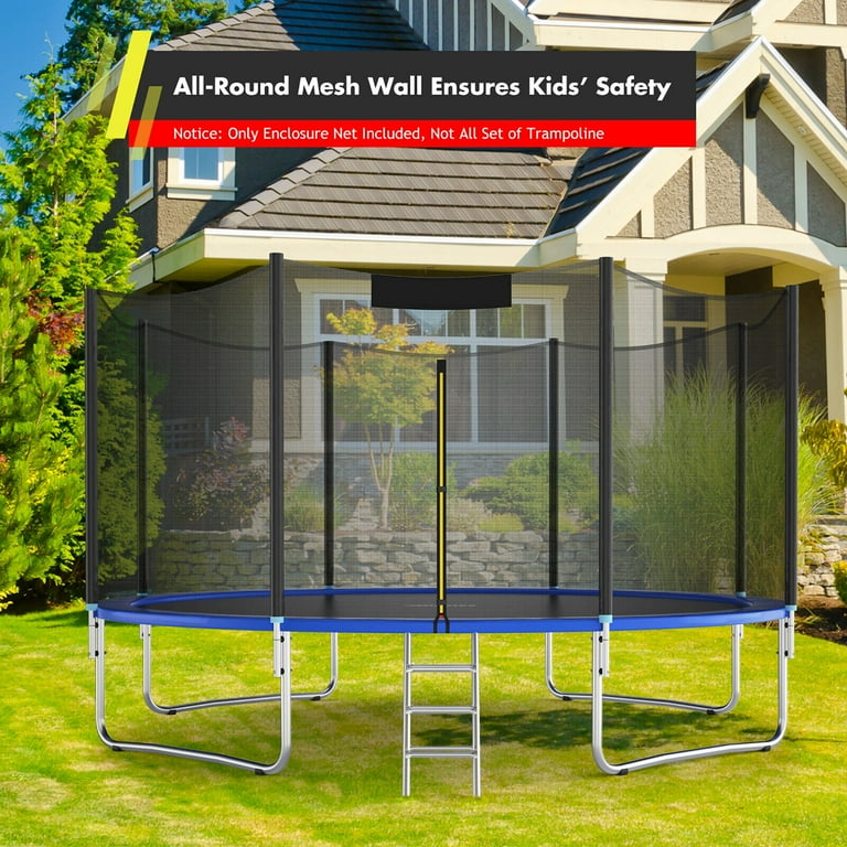 Gymax, Trampoline Safety Net, 15FT Round with 10 Poles, Enclosure