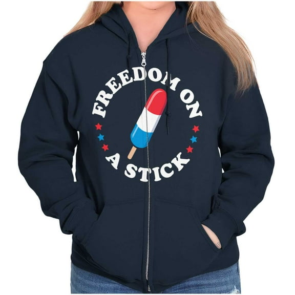 Freedom on a Stick Patriotic Food Zip Hoodie Sweatshirt Women Brisco Brands S
