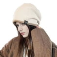 thumbnail image 2 of Naierhg Beanie Women Winter Hat Knitted Elastic Thick Warm Soft Cold Resistant No Brim Beanie Baggy Solid Color Lady CapBeige, 2 of 8