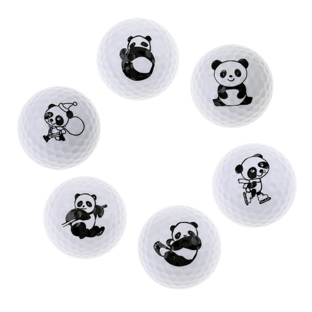 Almencla 6Pcs Cute Panda Double Layer Golf Practice Balls Golf Training Aid Balls 6Pcs Mixed
