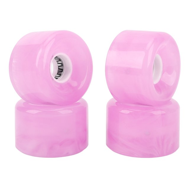 4 Pcs Ensemble de Roues de Planche à Roulettes 52mm, Dureté 78A PU Translucide Clignotant Haute Rebond Roues de Remplacement avec Roulements Pro pour Longboards et Cruisers