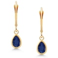 thumbnail image 3 of Gem Stone King 14K Yellow Gold Blue Sapphire Drop Dangle Earrings for Women (1.78 Cttw, Gemstone September Birthstone, Pear Shape 7X5MM), 3 of 5