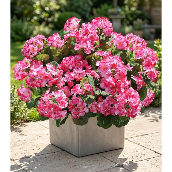 Artificial Geranium Fake Flowers for Outdoors Decoration, 6 Bundles Silk Geraniums Pink Flower UV Resistant Look Real Faux Plants for Outside Planter Front Door Garden Porch Patio Balcony Yard Home