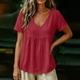 thumbnail image 5 of Ankola Womens Tops Casual V Neck Short Sleeve T Shirts Babydoll Loose Fit Peplum Tops, 5 of 7