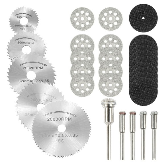 verlacod 30pcs Cutting Wheel Set High Speed Steel Circular Saw Blades Fast Cut Off Diamond Cutting Discs Tool Resin Cut Off Discs Kit Rotary Tool Accessories for Metal Wood Plastic Glass Cutting