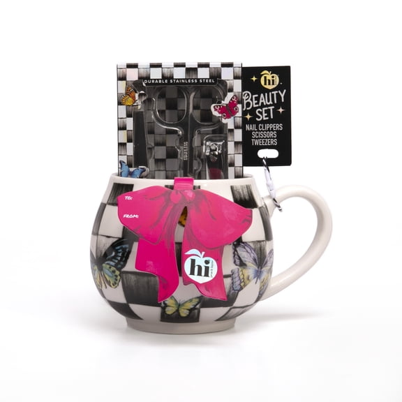 Hi Peach Layne Mother's Day Black Coffee Mug with Manicure Set