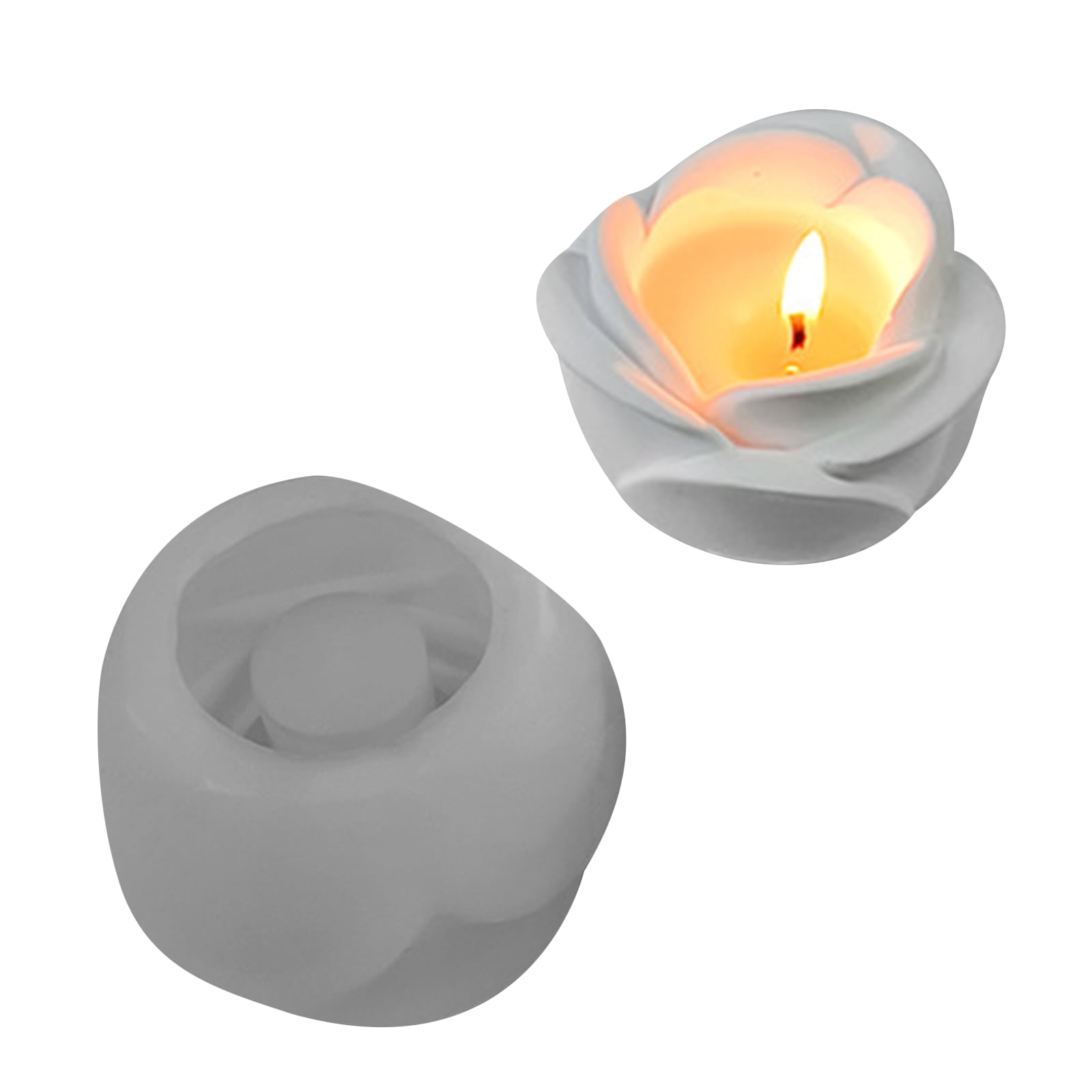 3D Rose Candlestick Resin Silicone Mold Valentines Day Exploy Casting Mold Elegant Flower Candle Holder Molds DIY Crafts