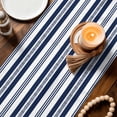 thumbnail image 3 of Navy Blue Striped Table Runner 70 Inches, Modern Farmhouse Geometric Thine Stripes Bed Runner Dresser Scarves Tabletop for Indoor Outdoor Parties/Ceremony/Banquet, 13" x 70", 3 of 9