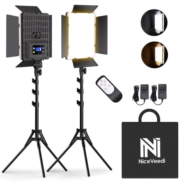Kit de iluminación fotográfica NiceVeedi, paquete de 2 unidades, 36 W, bicolor