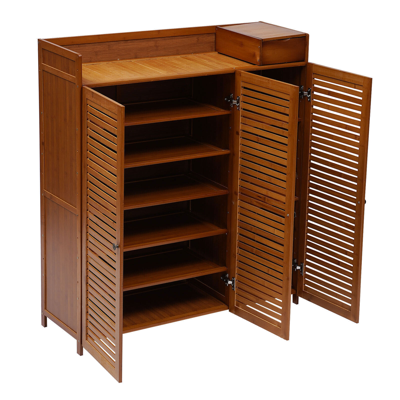 Shoe Storage Cabinet, 3 Door 7 Shelf Free Standing Shoe Rack, 98x32x115cm Big Capacity for 30 Pairs of Shoes, with Top Table and Storage Compartment for Keys, Entryway, Living Room, Bedroom,