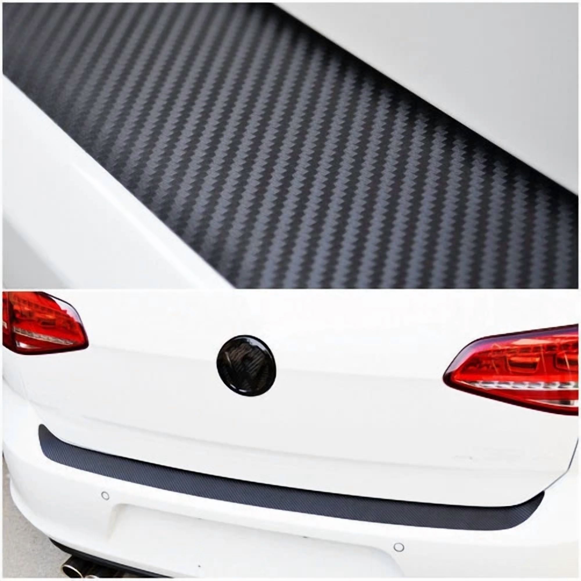 PRIME- Car Accessories Rear Bumper Trunk Tail Lip Protect Carbon Fiber Stickers Black