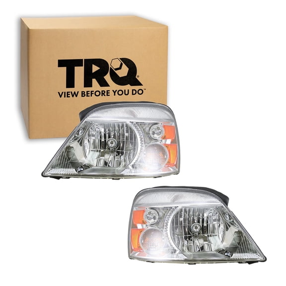 TRQ 2 Piece Headlight Assembly Set Driver & Passenger Side Fits 2004-2007 Ford Freestar Mercury Monterey FO2502203 FO2503203
