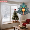 thumbnail image 2 of Stylish Metal Hanging Tree-Shaped Wind Spinner - Festive Garden Decoration with Layered Design Golden Ornament & Red Bow Accents, 2 of 6