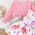 thumbnail image 4 of Toddler Girl Fall Outfits Cardigan And Dress Dinosaur Floral Print Sleeveless Tank Dress Long Sleeve 2Pcs Outfits Toddler Boy Fall Outfits Pink 18 Months-24 Months, 4 of 4