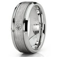 thumbnail image 2 of Metal Masters Mens Tungsten Wedding Band .5Ct. Diamond Texture Brush High-Polish Silver-toned 8mm, 2 of 5