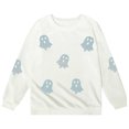 thumbnail image 4 of Weebloom Halloween Crewneck Sweatshirts Kids Cute Ghost Graphic Pullover Fall Winter Season Tops Boy Girl Party Sweatshirt White, 4 of 5