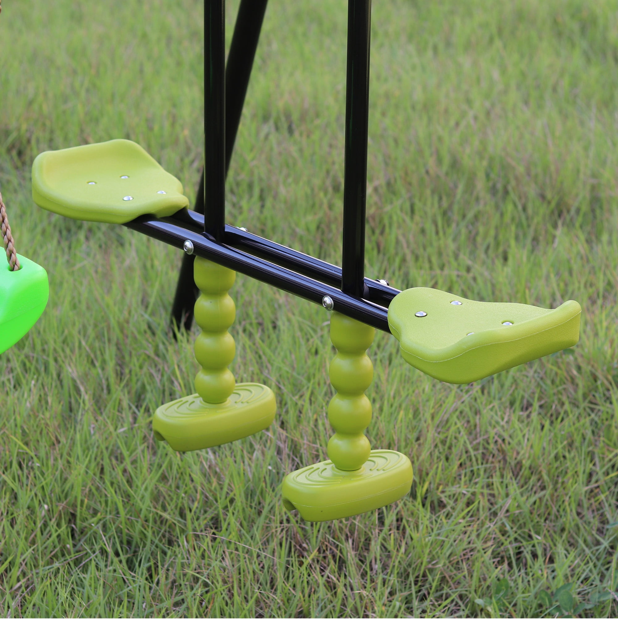440lbs Swing Sets for Backyard, 3 in 1 Toddler Swing Set Outdoor for Kids 3-8, 1 Saucer Swing, 1 Glider and 1 Slider Swing with Heavy Duty Outdoor A-Frame Metal Swing Stand for Playground, Playset