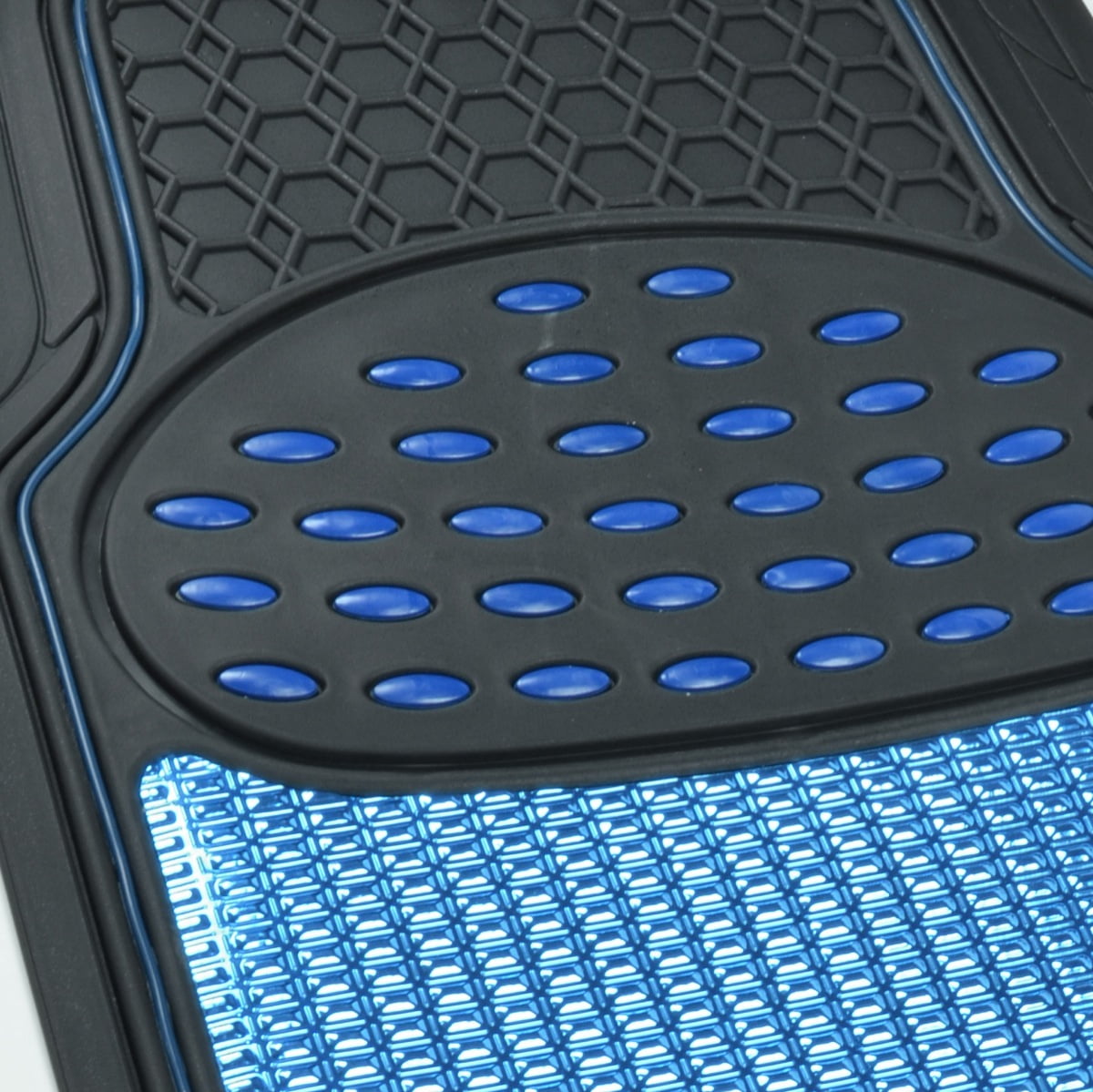 BDK Heavy Duty Blue Rubber Car Mats Full Set - Universal Trim-To-Fit All Weather Floor Mats - Floor Mats for Car Accessories - Front & Back Interior Floor Mats for Truck Accessories