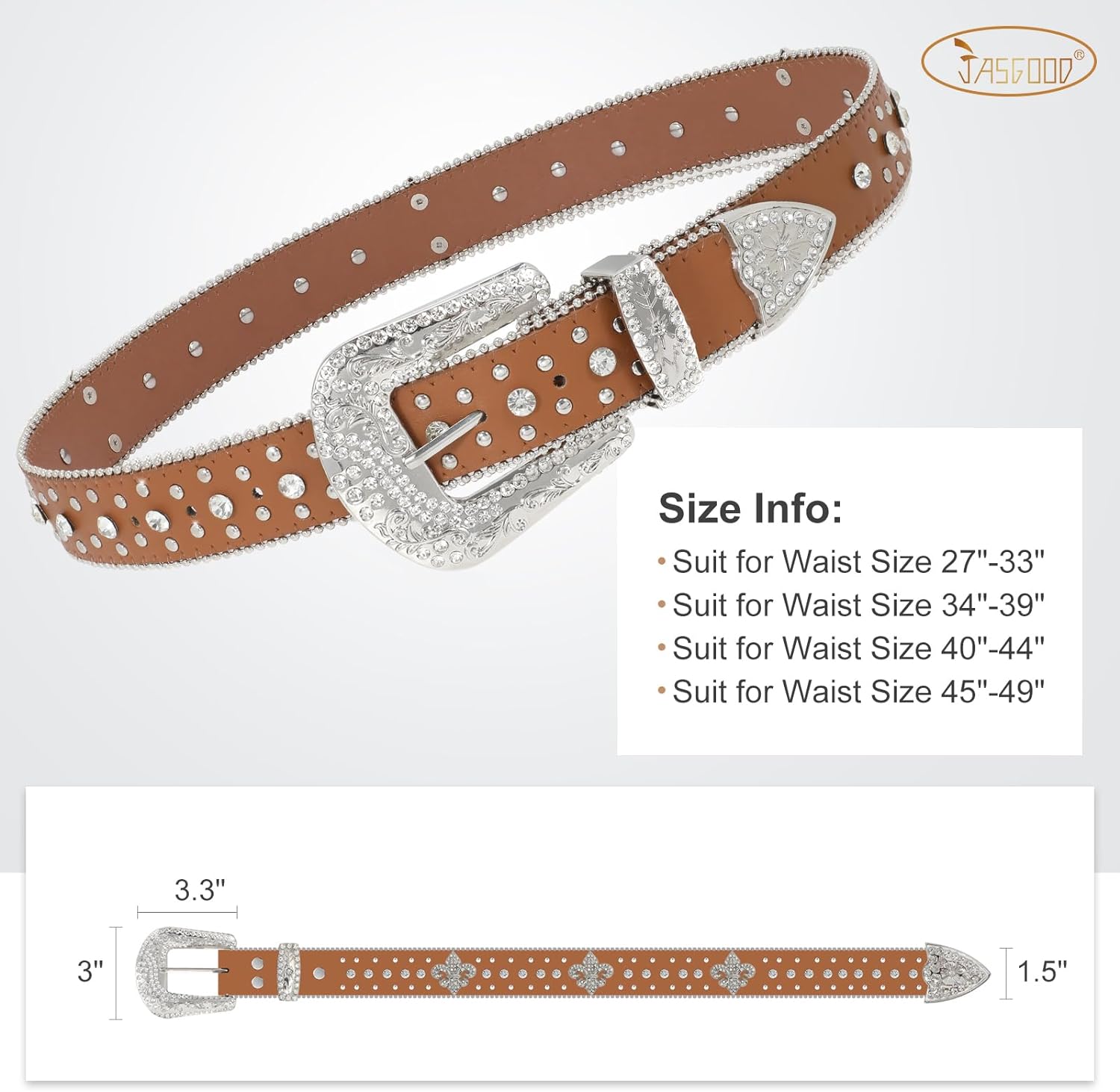 Rhinestones embellished Genuine Leather Western belt 34 Rhinestone Faux Leather Belt Men & Women Western Cowgirl  main image 4