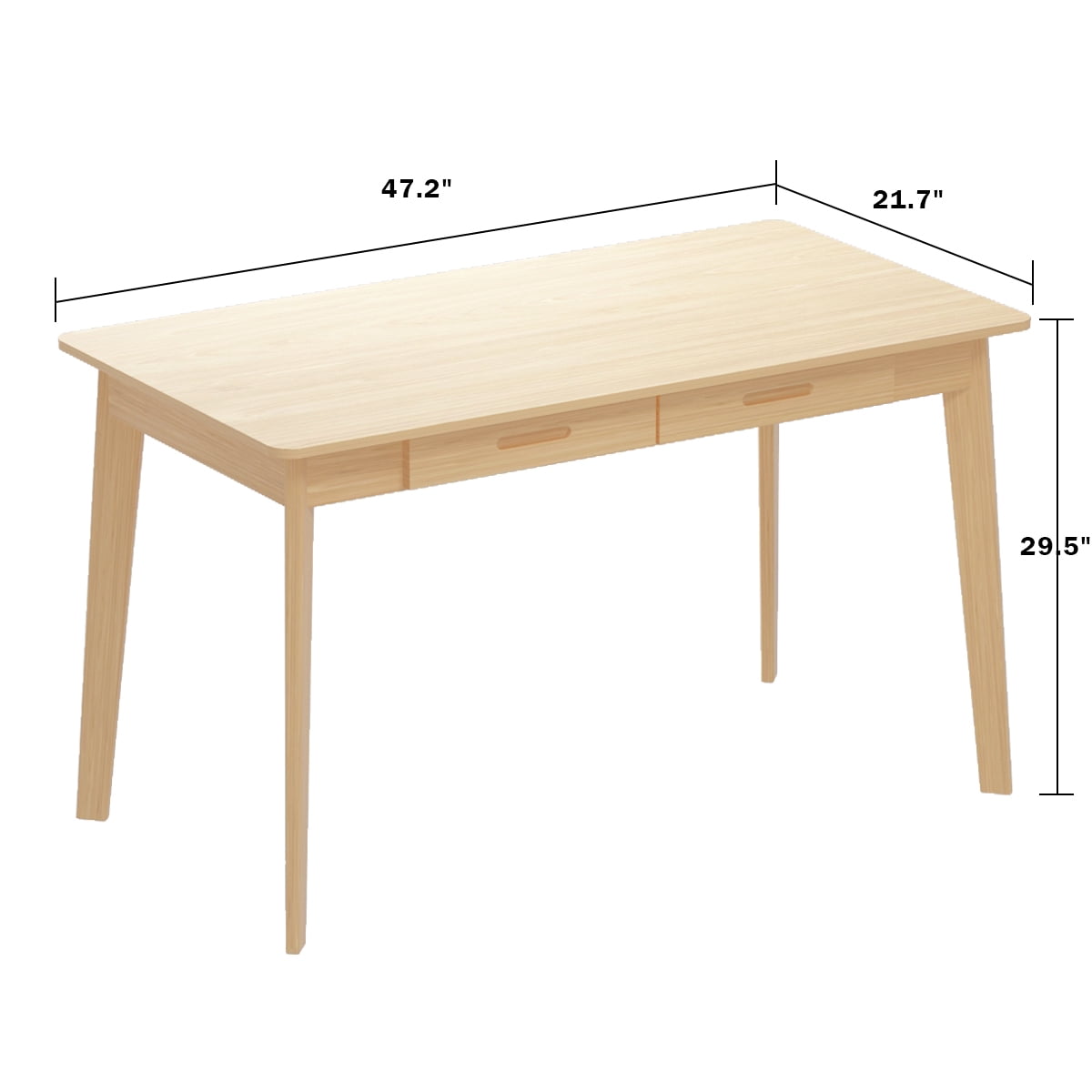 MONSLIPA Industrial Modern Wooden Desk with Storage Drawers, Office Computer Desk and Home Office Desk with Sturdy Wood Legs, 47" Long (Beige)