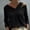 Black, variant on Womens Long Sleeve Shirts for Women Asymmetrical Cutout Cold Shoulder V Neck Long Sleeve Cotton Linen Summer Shirts for Women White XL