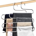 thumbnail image 1 of Laklulu Perchas para Pantalones Percha para Pantalones de Acero Inoxidable, Percha para Pantalones Tipo S de 5 Capas, Percha Multiusos para Pantalones, Vestidos, Corbatas, Toallas, 2 Piezas, 1 of 5