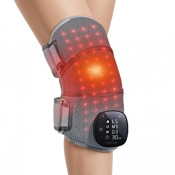 FORTHiQ RED Knee Massager with Heat and Red Light Therapy, Knee Brace with 5 Intensity Levels, 52 Red & Infrared Lights, Cordless, Fsa-Hsa Eligible