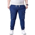 thumbnail image 3 of Tqyyweavej Men's Relaxed Fit Jeans Oversized Stretch Drawstring Skinny Cargo Denim Pants Elastic Bottom Casual Everyday Jeans with Pockets, 3 of 10